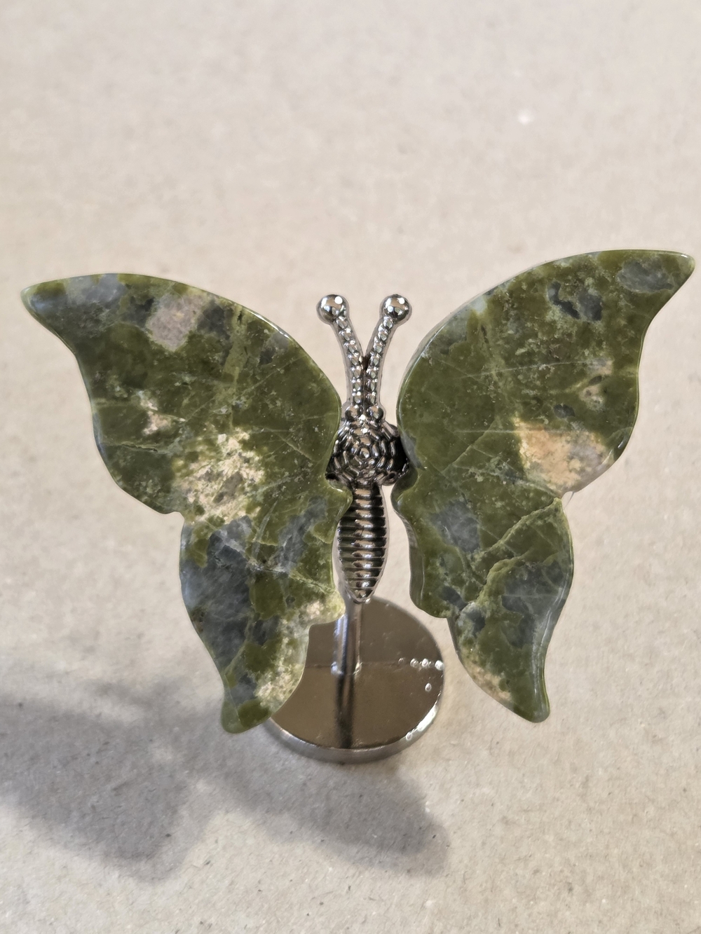 Unakite Crystal Butterfly Wings On Metal Body Stand